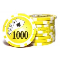 Набор фишек для покера номинал 1000 двухцветный пластик высокого качества 39мм 115гр 50шт, CHIP1000
