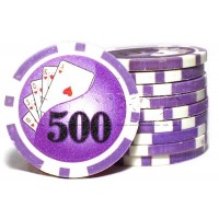 Набор фишек для покера номинал 500 двухцветный пластик высокого качества 39мм 115гр 50шт, CHIP500